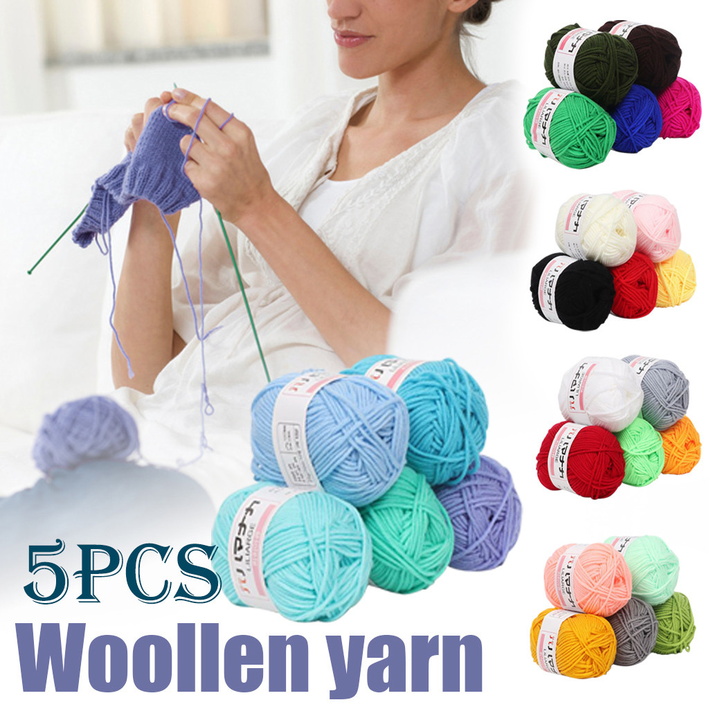 Cotton Yarn for Crocheting and Knitting, 5 Pack Crochet Yarn for Beginners  with Easy-to-See Stitches, Cotton-Nylon Blend Yarn for Beginners，Handmade  Yarn Ball Hand Knitted Yarn 